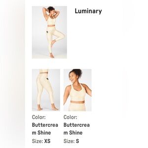 Fabletics Luminary 2-piece set Buttercream Shine-S/XS - New w/o tags (washed)